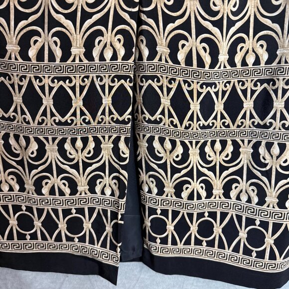 Vintage Talbots 16 100% Silk Midi Skirt Black Beige Geometric 35 x 36 Lined - Picture 5 of 10